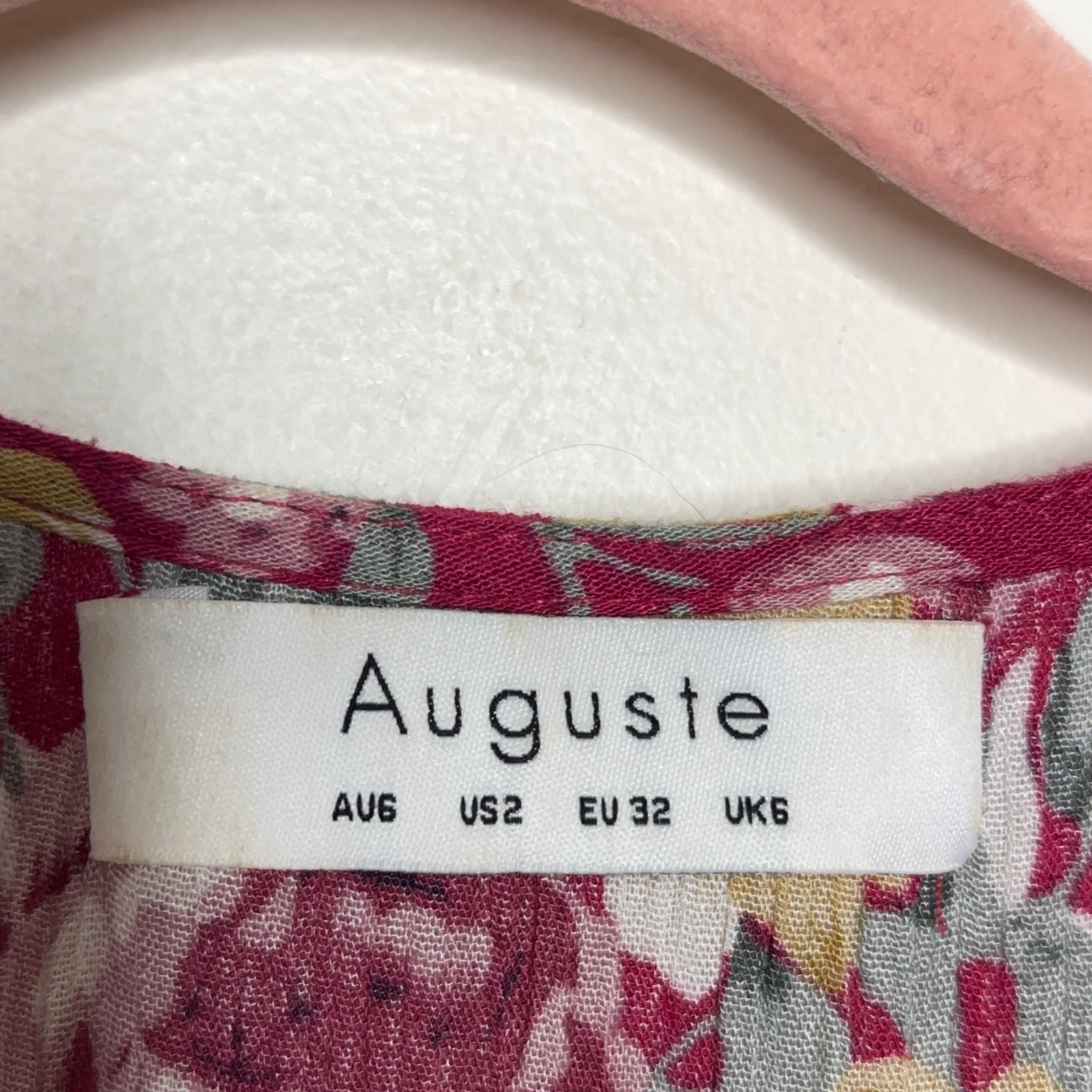 AUGUSTE THE LABEL Beach House Frill Floral Maxi Wrap Dress Red Berry {F40}