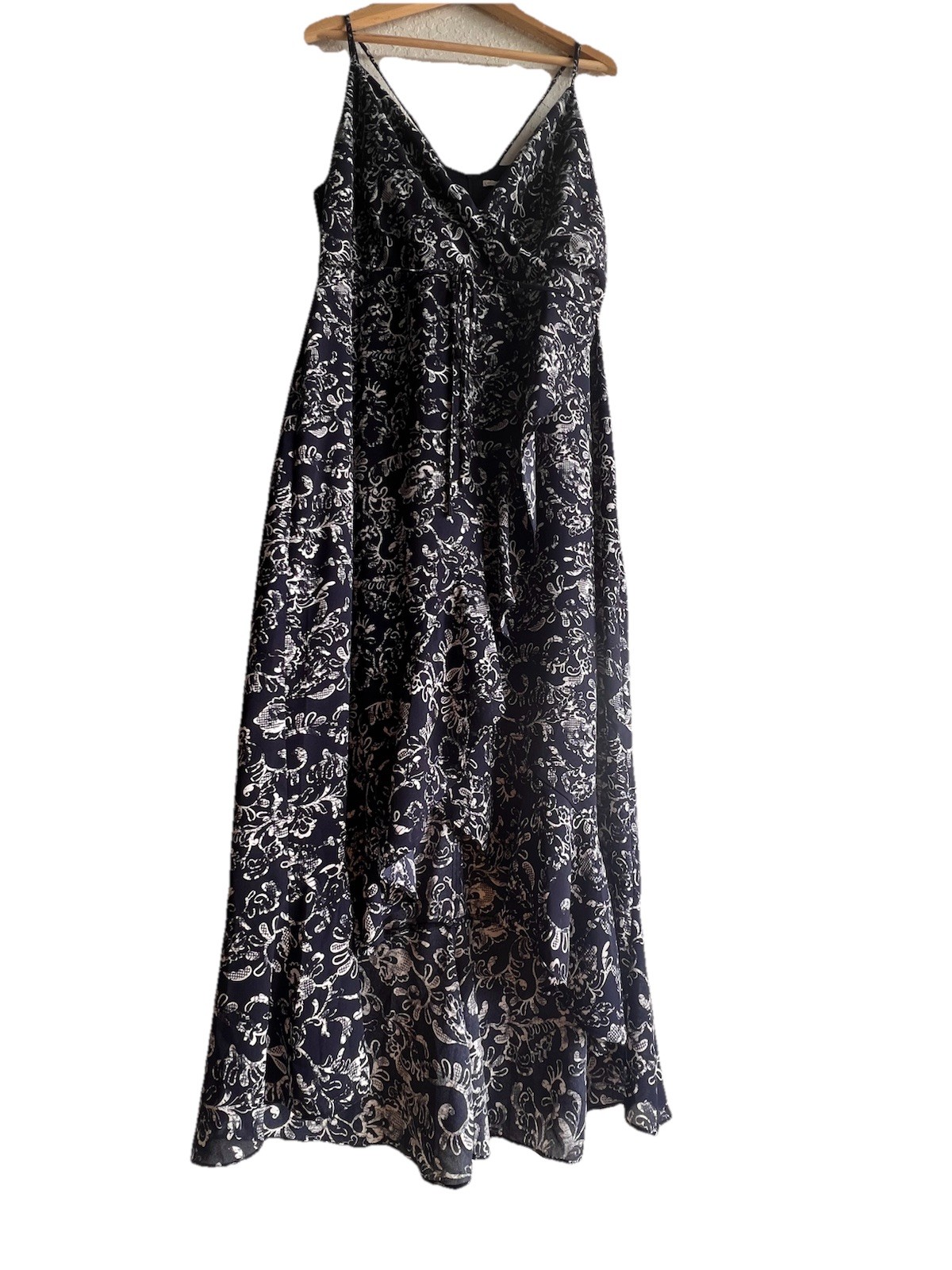 Plus Size 20W Navy Floral Maxi Dress Sleeveless Empire Waist Boho Summer Lined