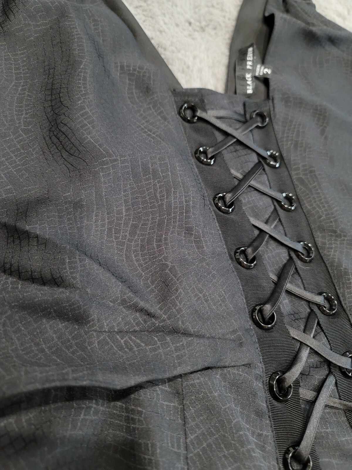 New Sinful Affliction Premium Black Silk Batwing Corset Mini Cocktail Dress 2