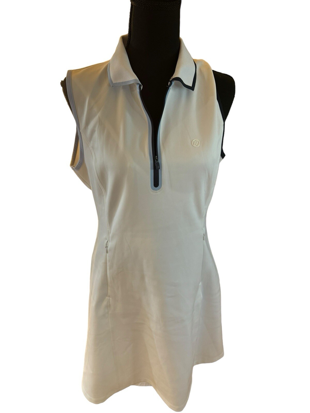 G/FORE Sleeveless White Polo Stretch Nylon Lined Golf Tennis Dress L NWOT $225