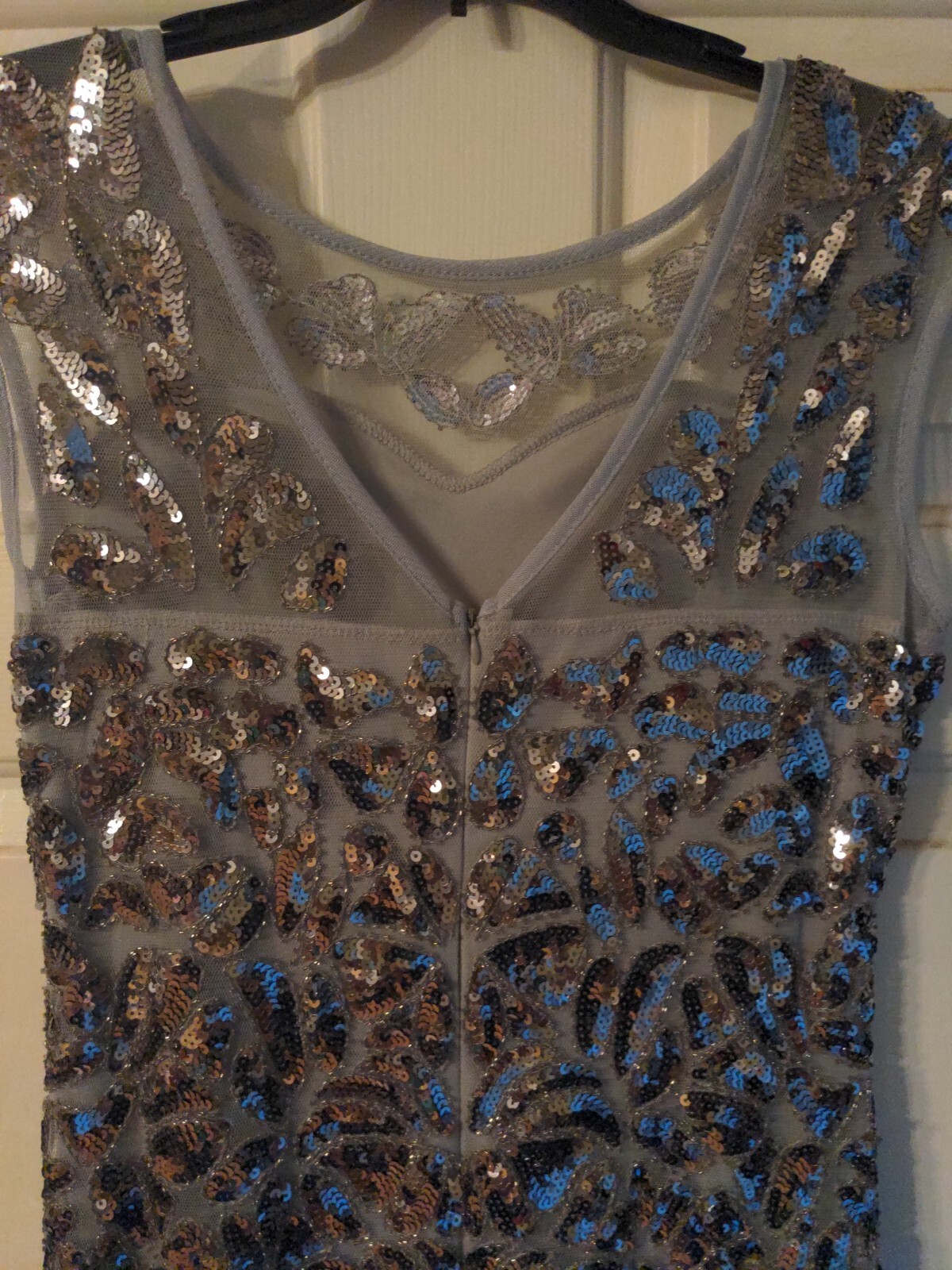 Pretty Guide 1920’s Dress Sequined Gatsby Inspired S Trumpet Illusion Neck NWT