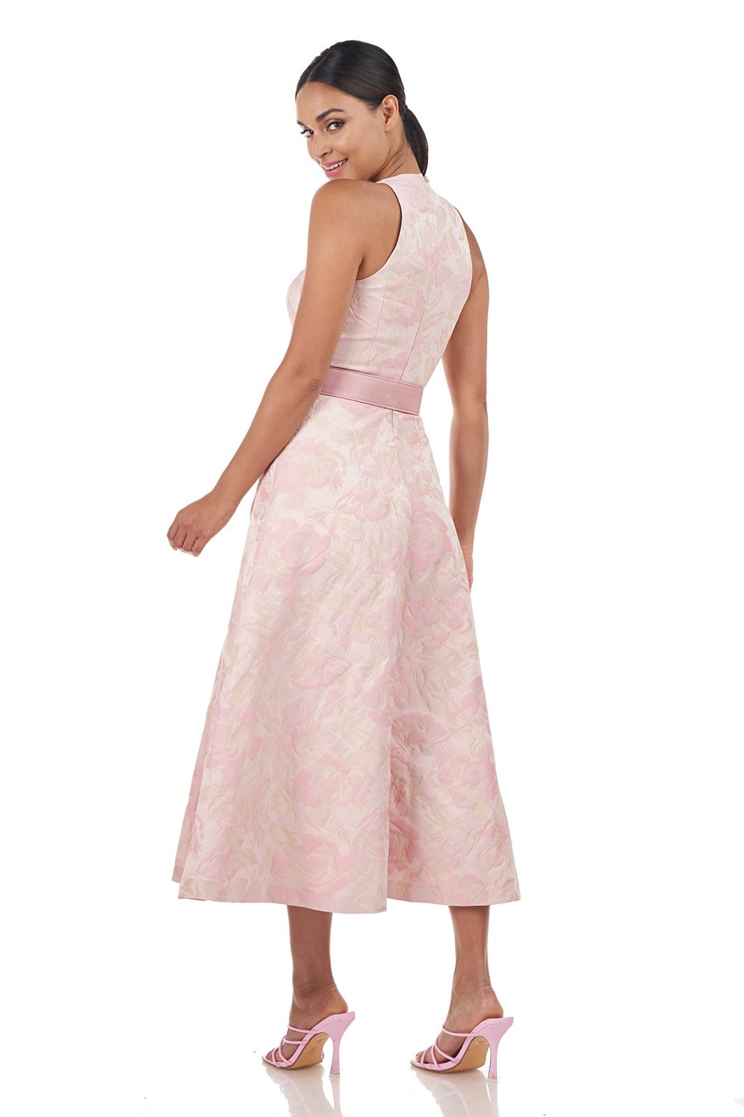 NEW/missing belt, Kay Unger Morgana Tea Length Dress Pink Size 14 #MD698