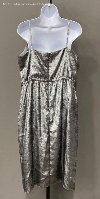 Worthington Women’s Silver Metallic Wrap Midi Dress Sleeveless Large