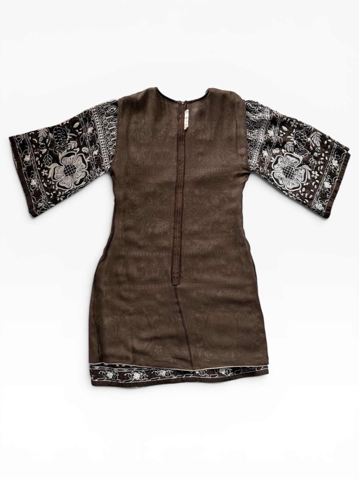 Archival 2004 Naeem Khan Fully Embroidered Silk Shift Dress Circa 2004