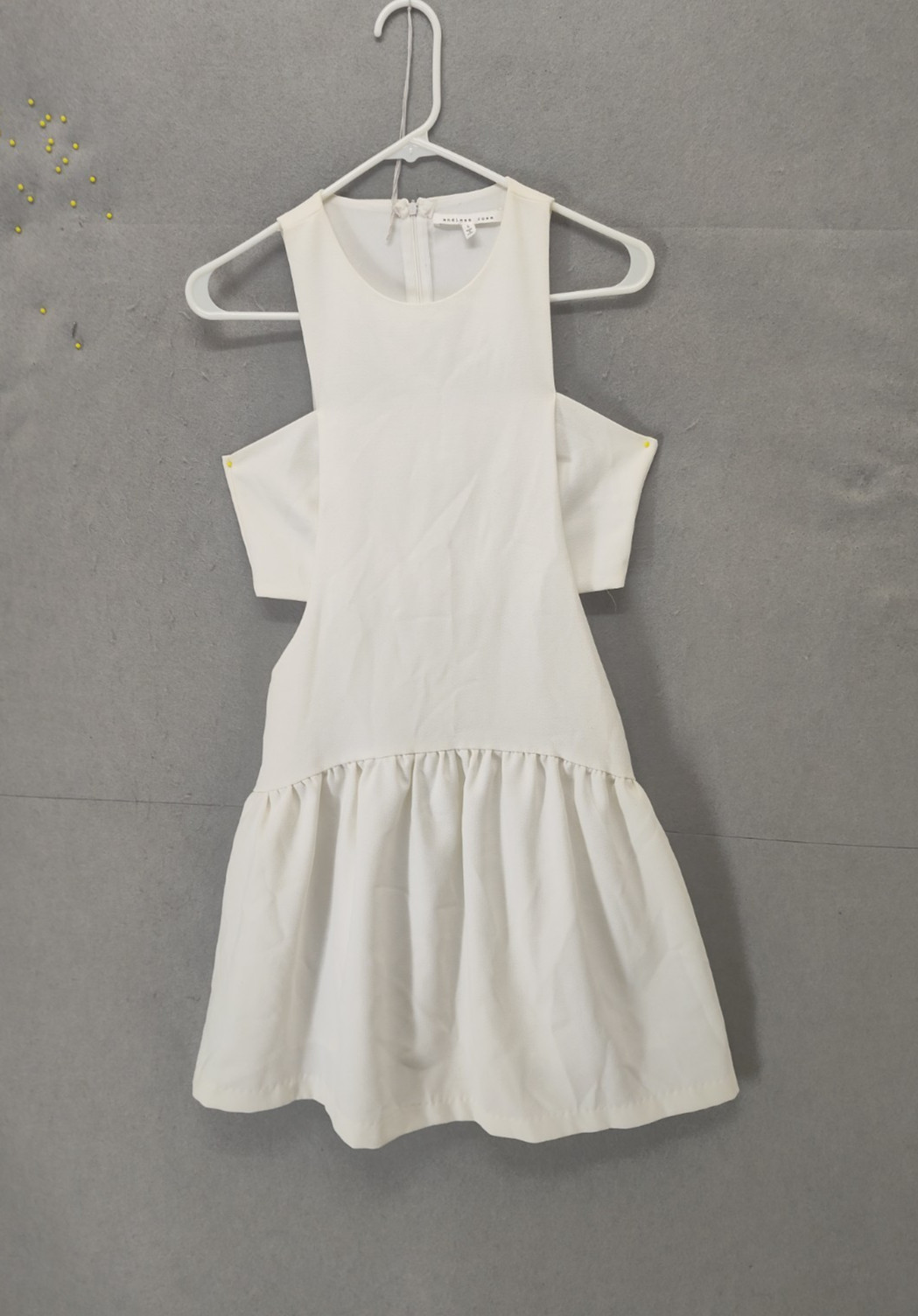 Endless Rose Women Dress Small Off White 100% Polyester Cut Out Ruffle Mini