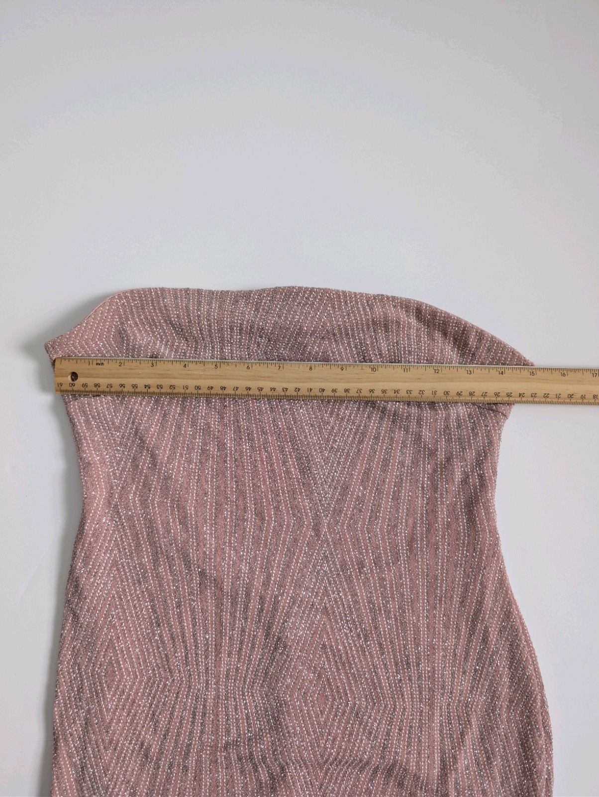 Pink Glitter Strapless Backless Long Bodycon Dress Side Slit Knit