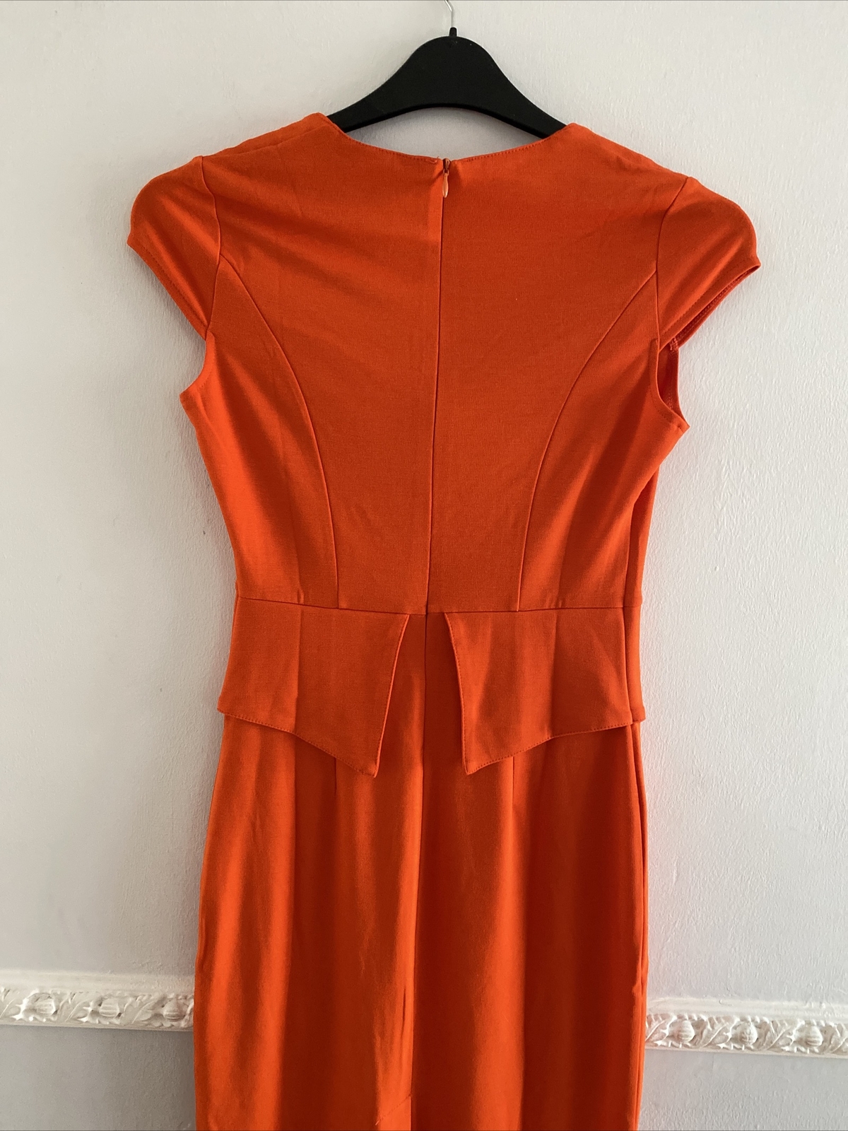 BNWT Sz 8 Unusual ORANGE Korean Asian Suit Dress Stretchy slimming tummy draped