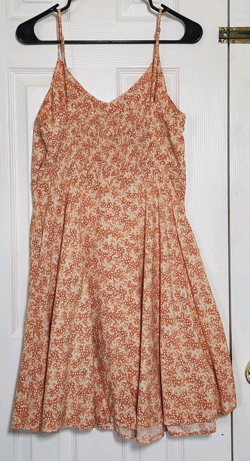 Old Navy Womans Peach Floral Sleeveless Smocked Cami Sundress Size XL