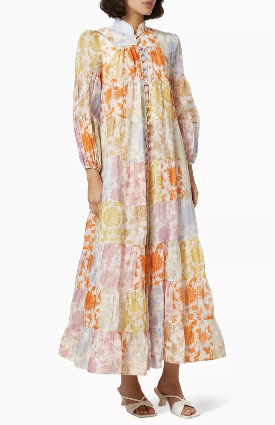 Zimmermann Post Card Lantern Floral Print Maxi Dress, Size 0/ AU 8