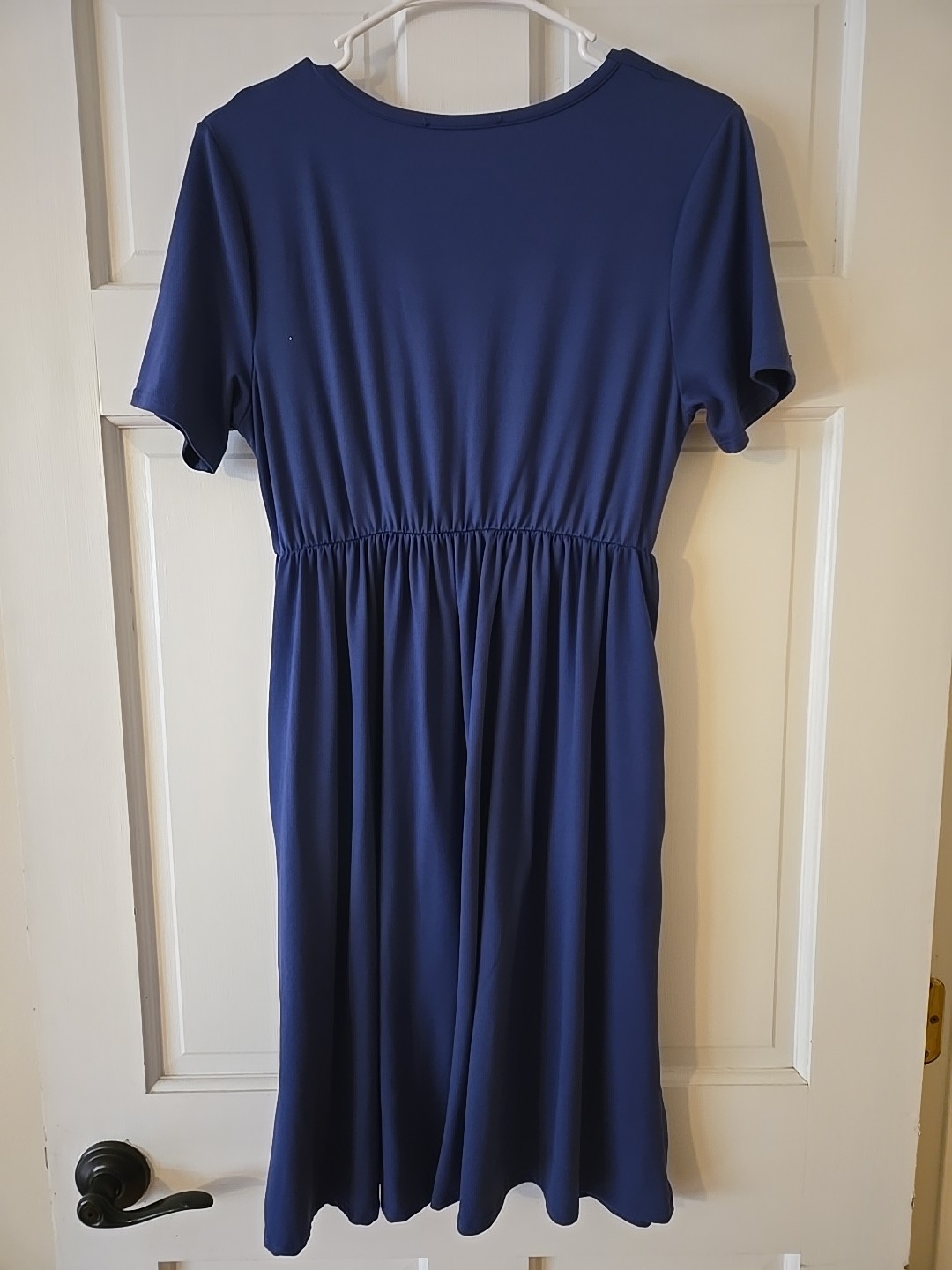 Shop Basic USA Women’s Medium Short Sleeve Dress Blue Stretch Pullover VNeck