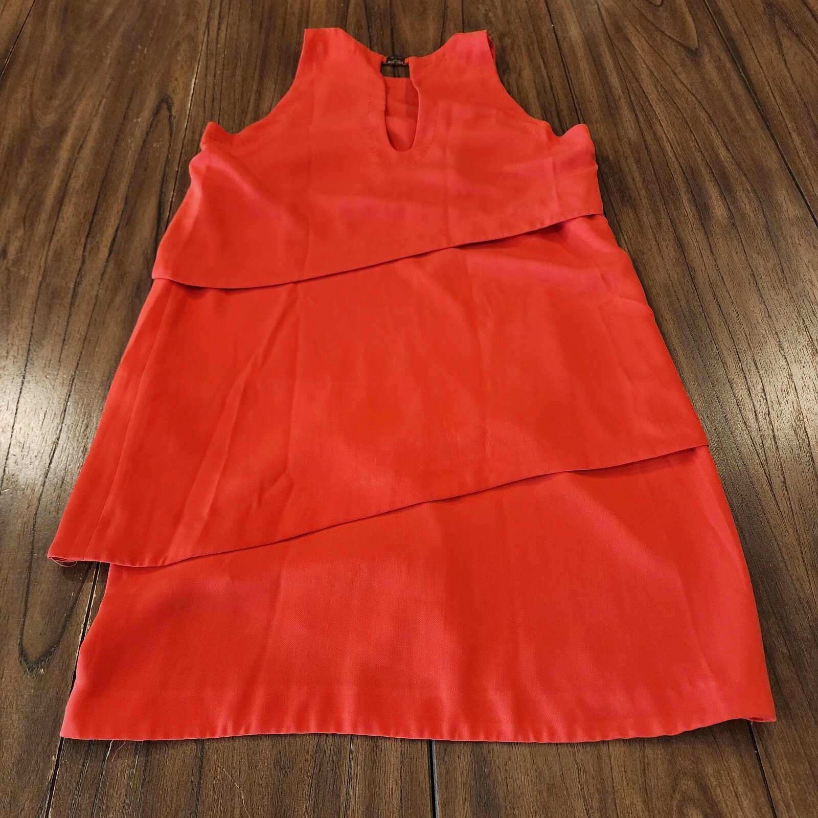 Sfera Layered Front Crew Neck burnt orange tiered sleeveless mini Dress M/L