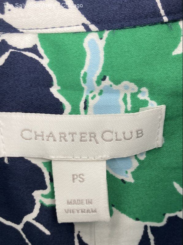 Charter Club Womens Multicolor Floral Long Sleeve Knee Length Shirt Dress Sz PS