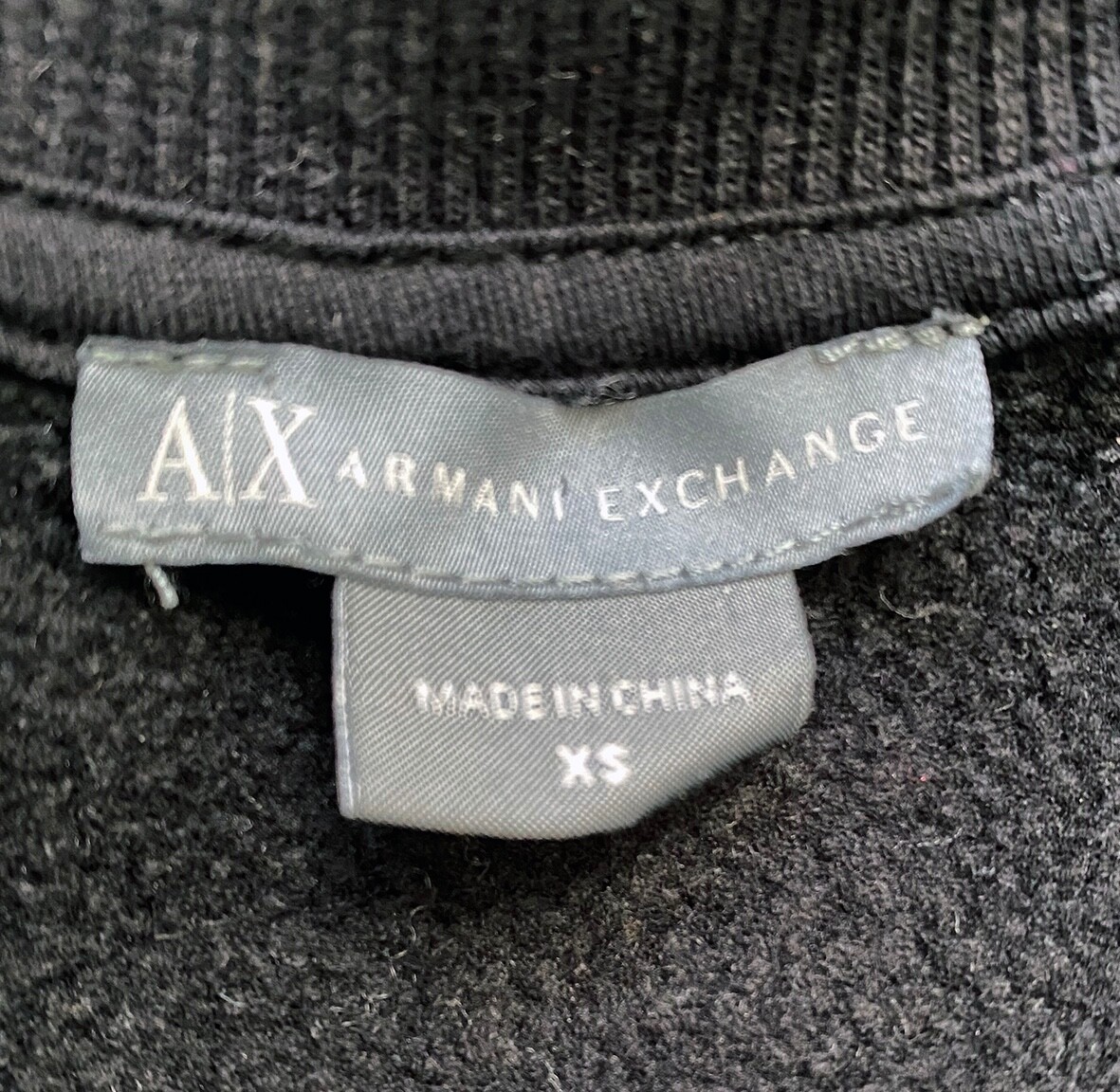 A|X Armani Exchange Black Short Mini Sweatshirt Dress w/ Gold Zipper, XS
