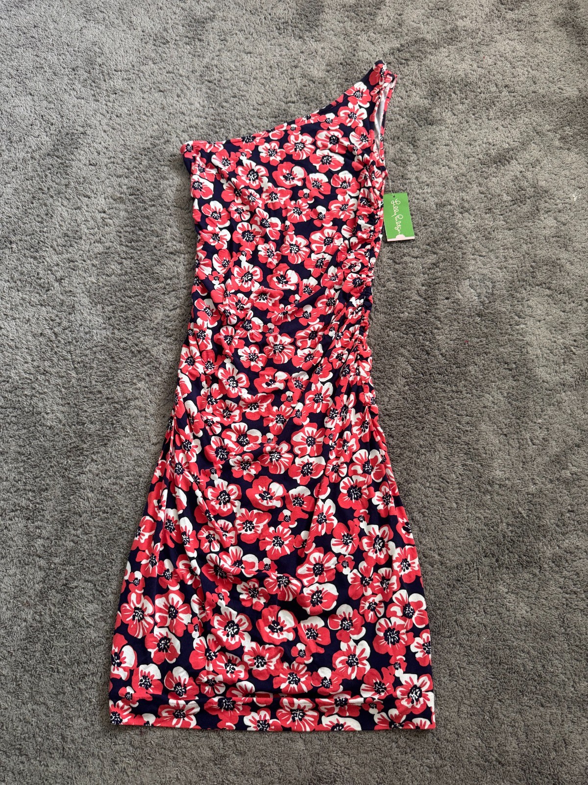 NWT $148 L Lilly Pulitzer Madison One Shoulder Island Coral Build Me Up Dress