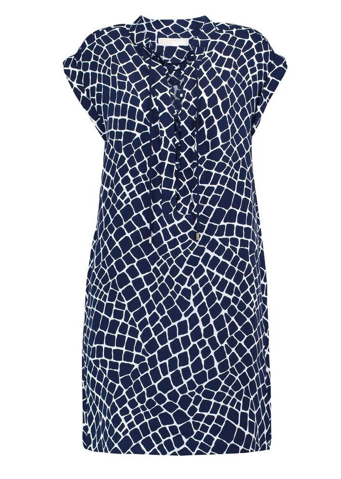 MICHAEL KORS Navy Blue & White Lace Up Mini Dress Size Large RRP £249 VGC