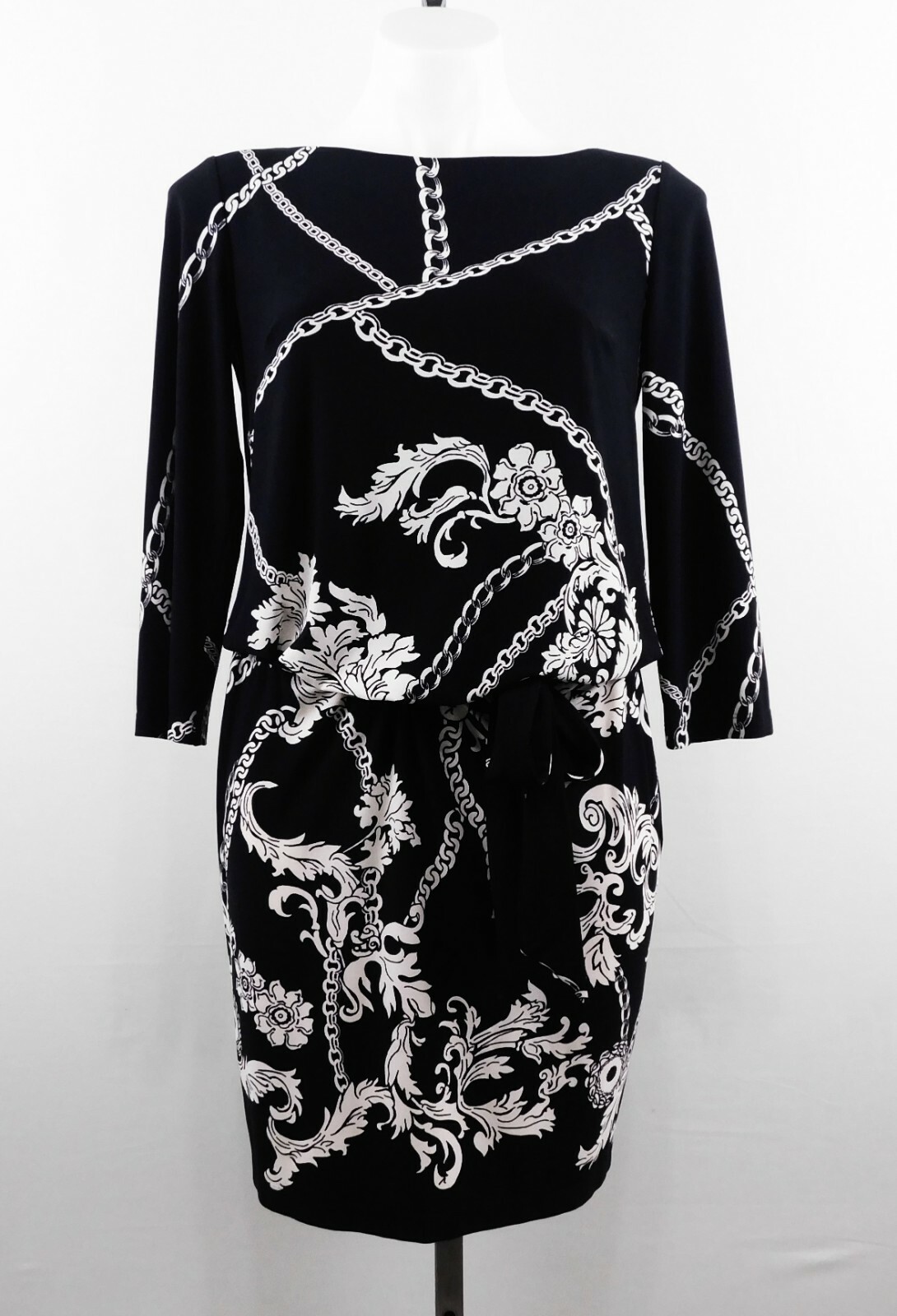 Donna Morgan Women Dress, Size 4, Black/White, 95% Polyester, 5% Spandex
