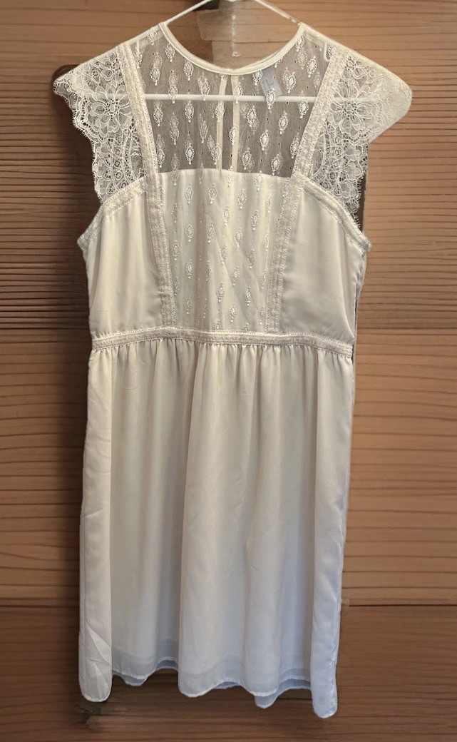 H&M Ivory Lace Detail Dress Size 12 Embroidered Cottagecore Boho