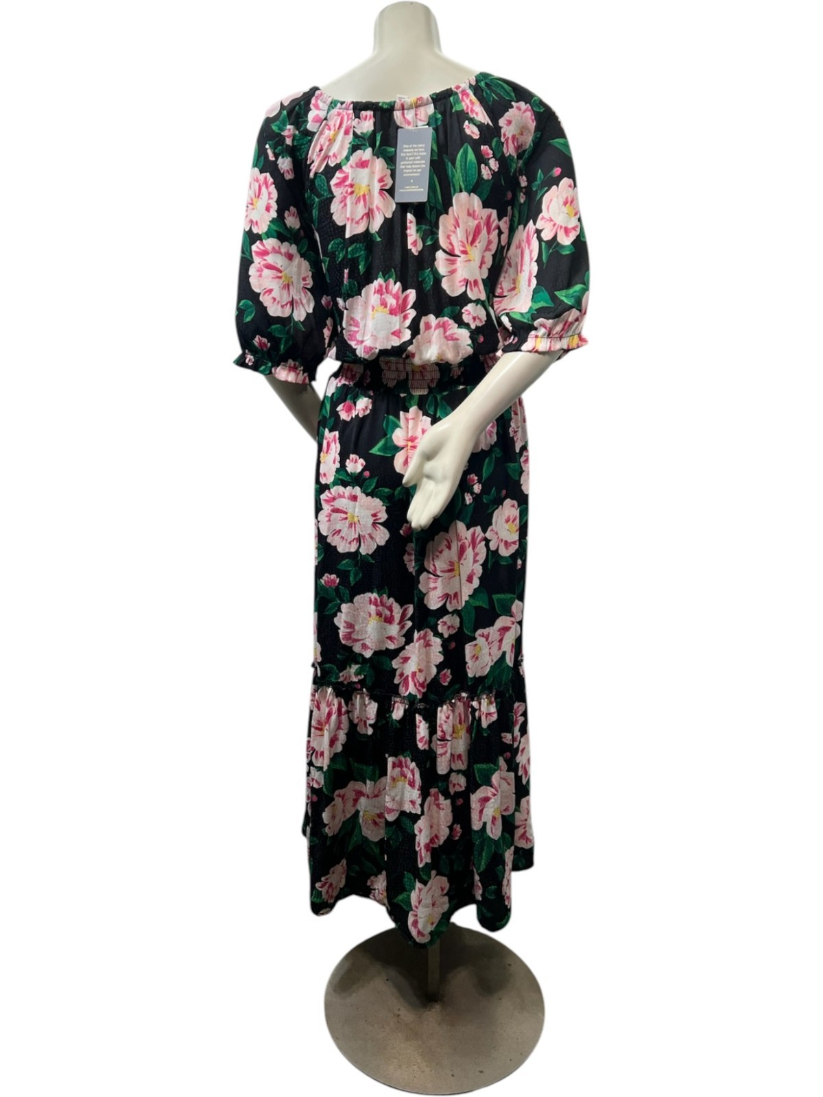 On 34th Dress Womens Plus Size 3X Black Floral Short Sleeve Cinch Waist New