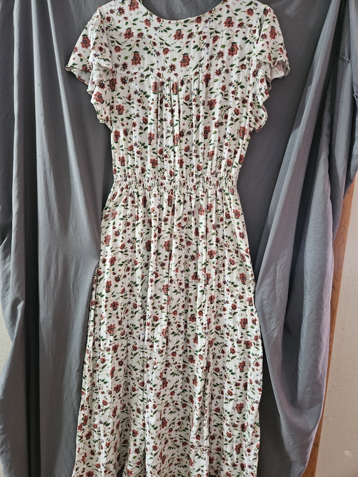 GGO Size Small Maxi Cottagecore Inspired Bohemian Style Dress Floral Button Up