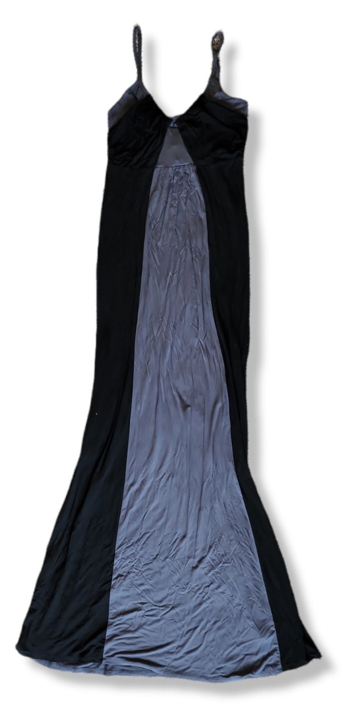 Remain Birger Christensen Medium Two Tone Maxi Dress Fit N Flare Strappy Sleeve