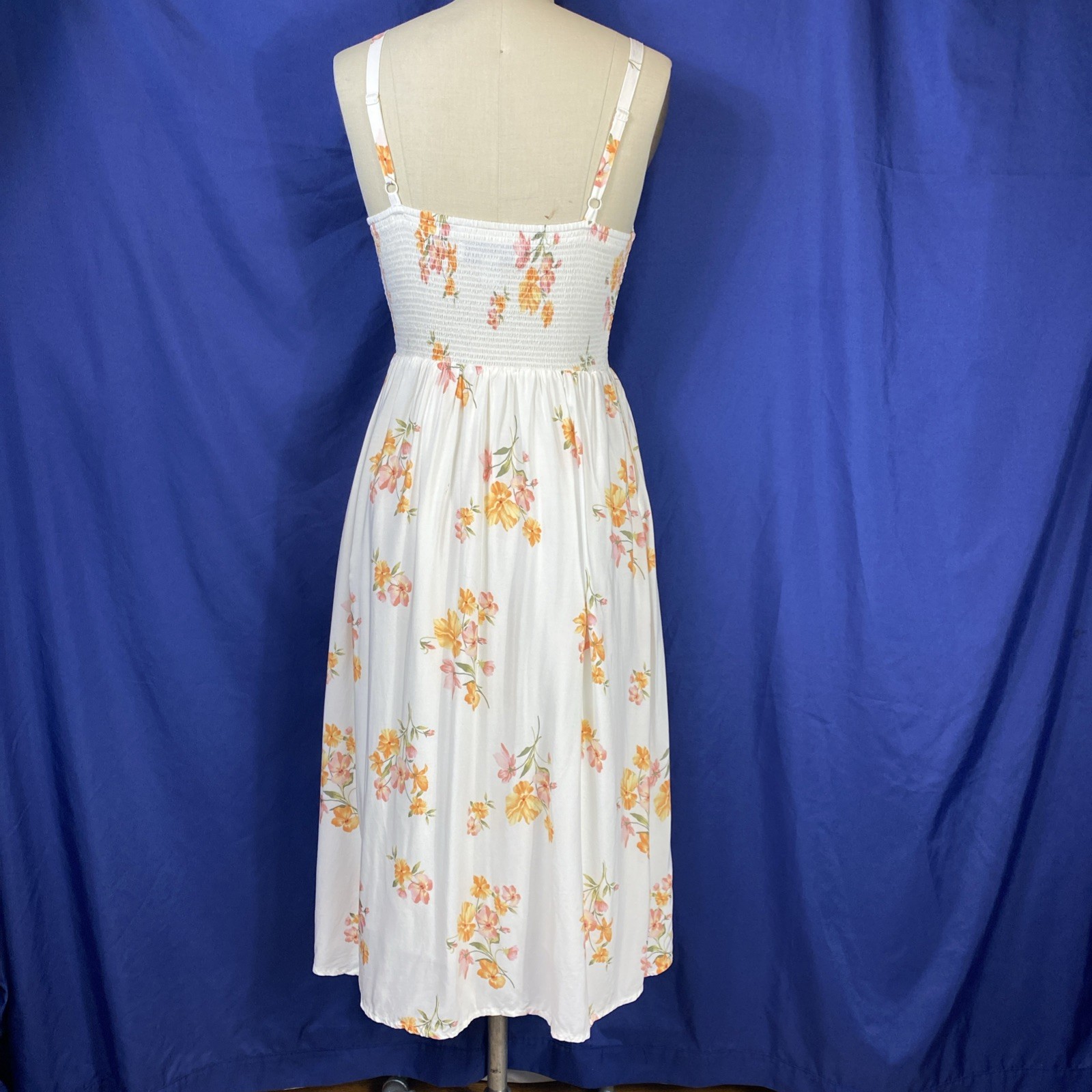 Old Navy Cami Smocked Floral MIDI Sundress Lined Pockets Cottagecore Sz M