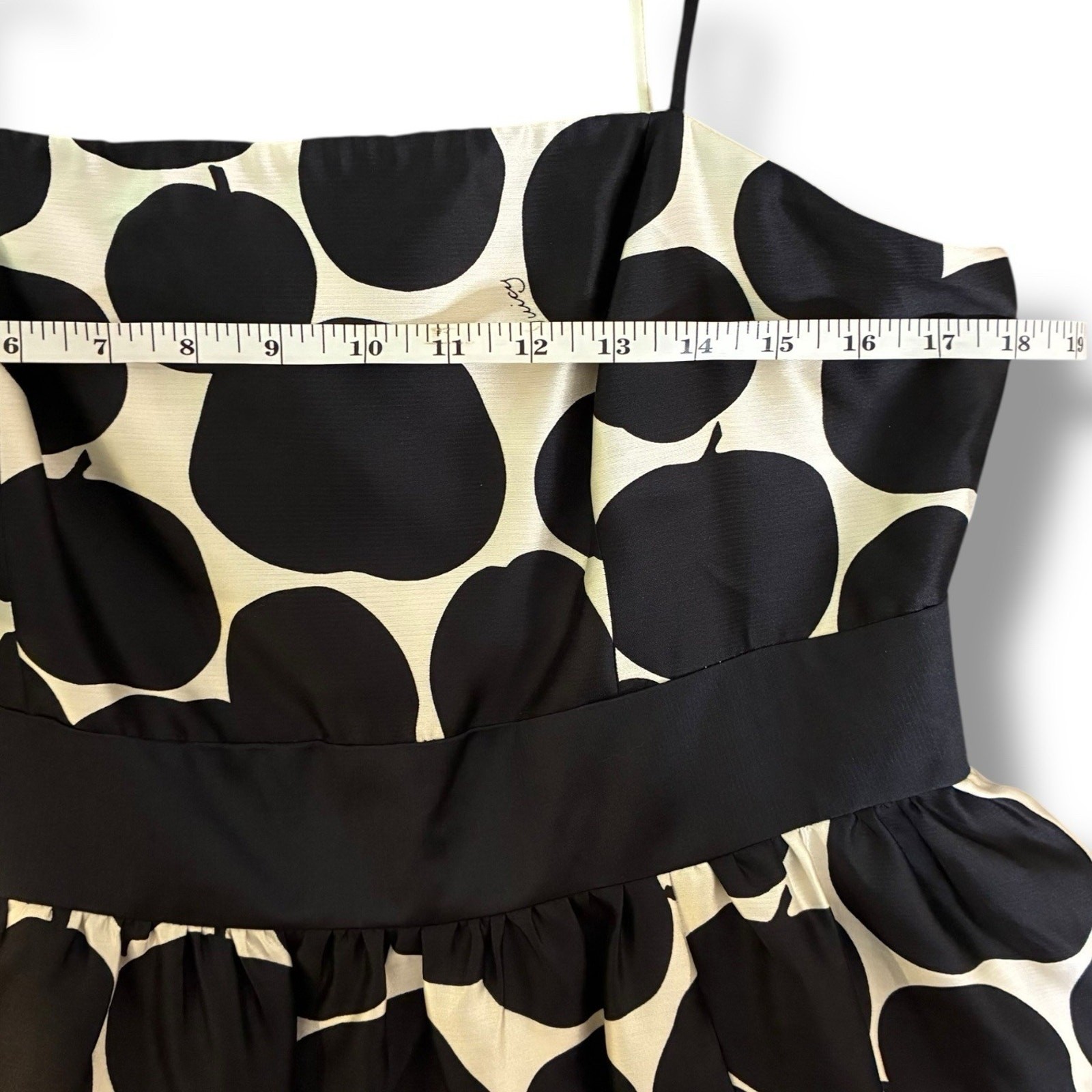 Juicy Couture Dress Size 12 Silk Apple & Pears Bubble Hem Party Dress Black Ecru