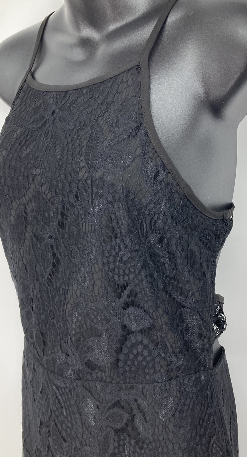 Missguided Sheath Bodycon Dress Size 12 Lace Cocktail Little Black Dress B63