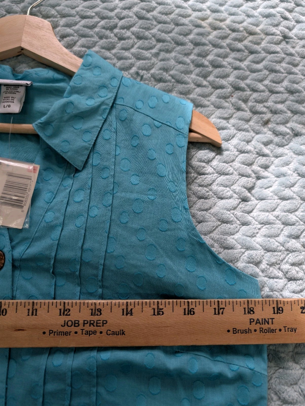 Jaclyn Smith Turquoise Blue Polka Dot Sleeveless Shirtdress Belted Pleated