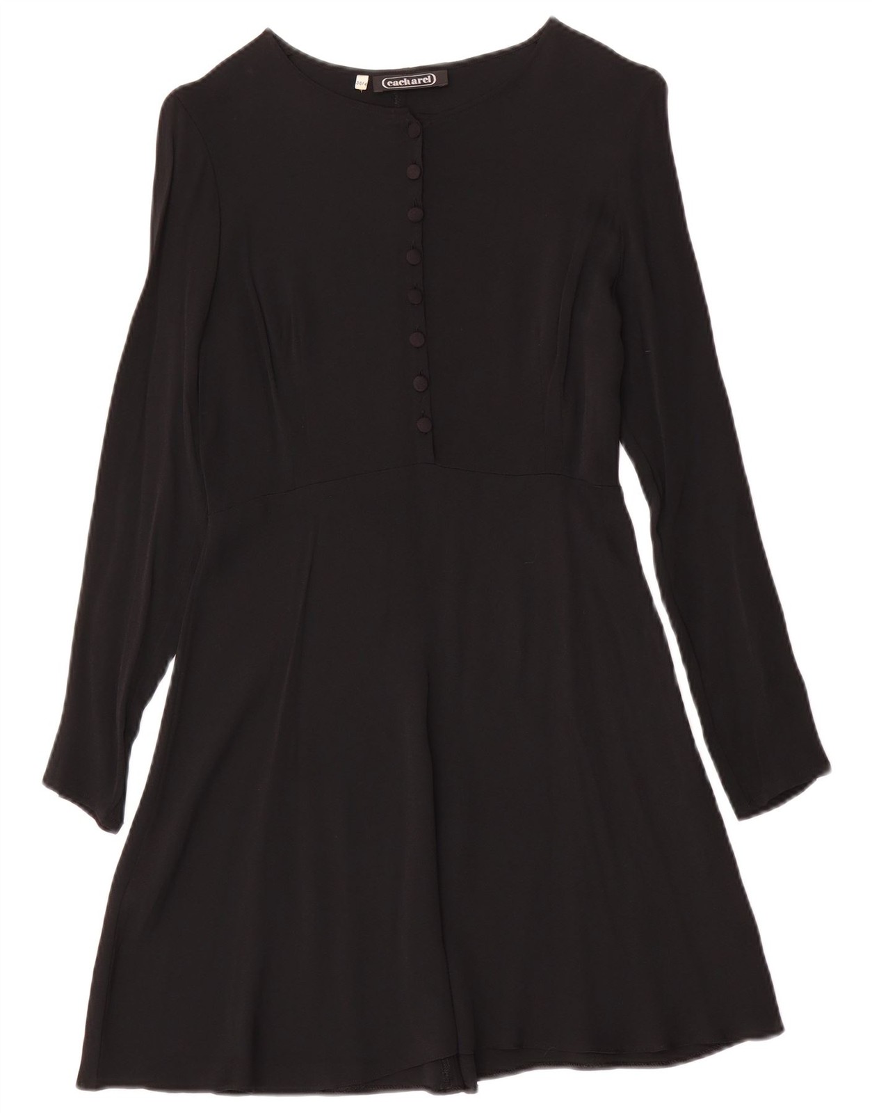 Cacharel Womens Long Sleeve A-Line Dress EU 36 Small Black Viscose CS13