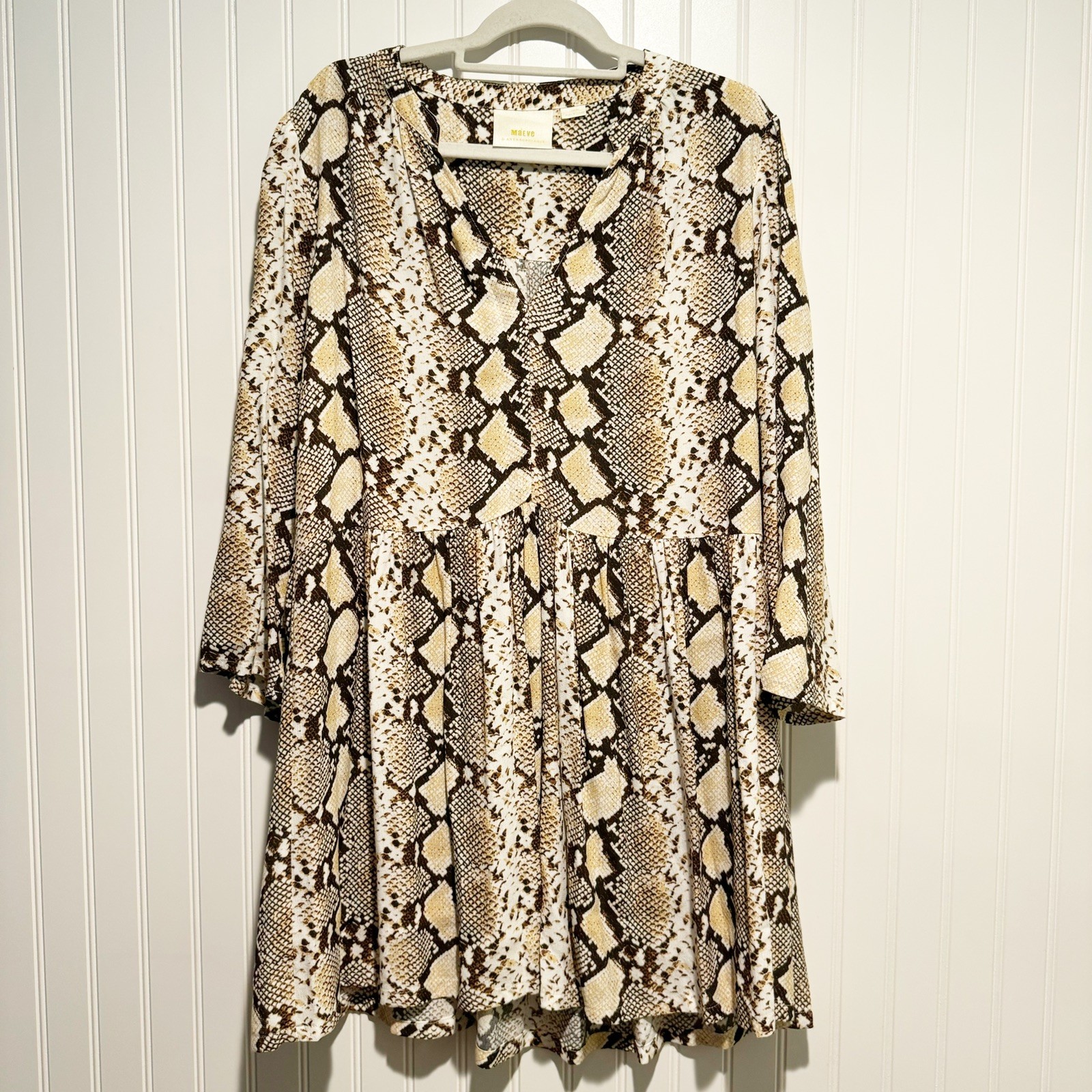 Anthropologie Maeve Juno Python Snake Print Dress Boho Size Large
