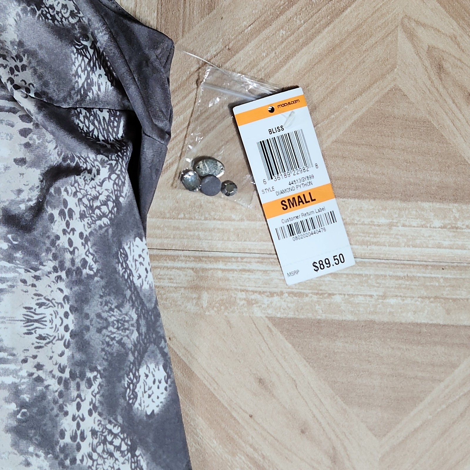 INC International Concepts Grey Python Print Embellished Halter Dress Small NWT