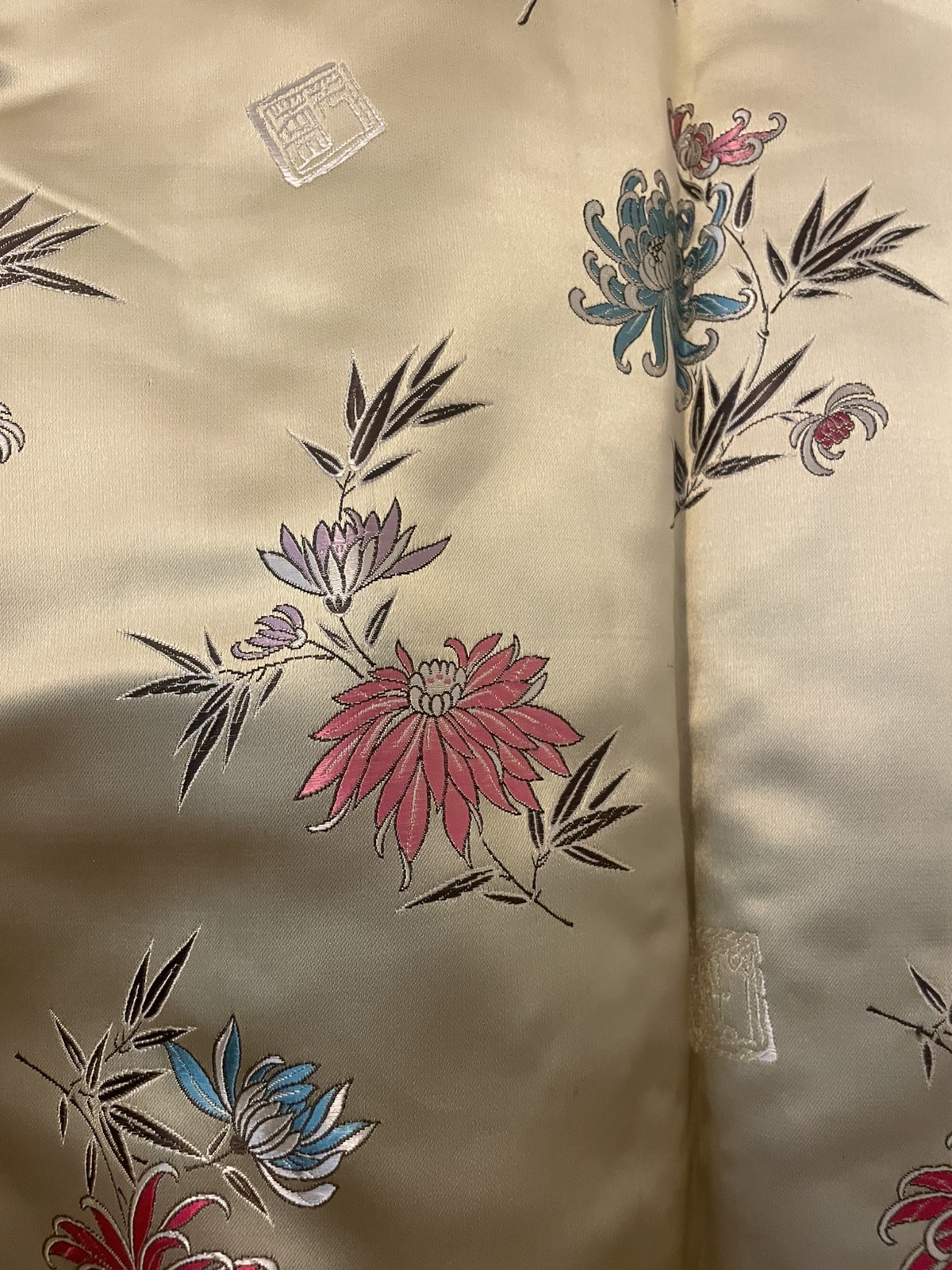 Vintage Oriental Kimono Robe Large Long Dress Jacket Gold Peony Shanghai 34