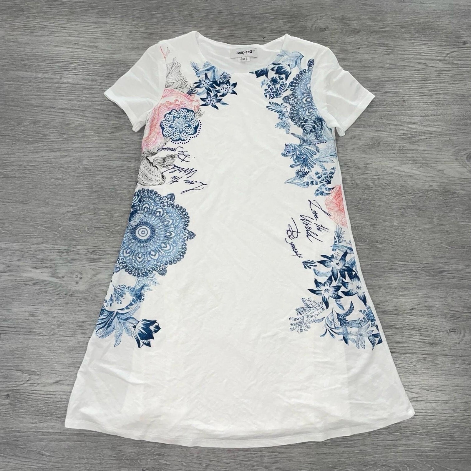 Desigual Charlotte Casual Dress Women’s XS Floral Shirt Short Sleeve Round Neck