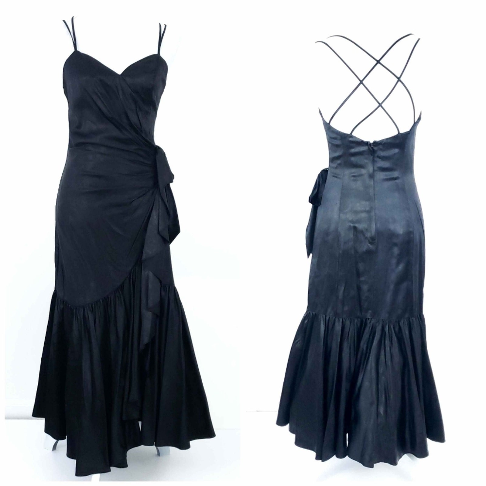 Vintage Black Cocktail Prom Party Dress 80s TD4 Eletra Maxi Long Dress Elegant