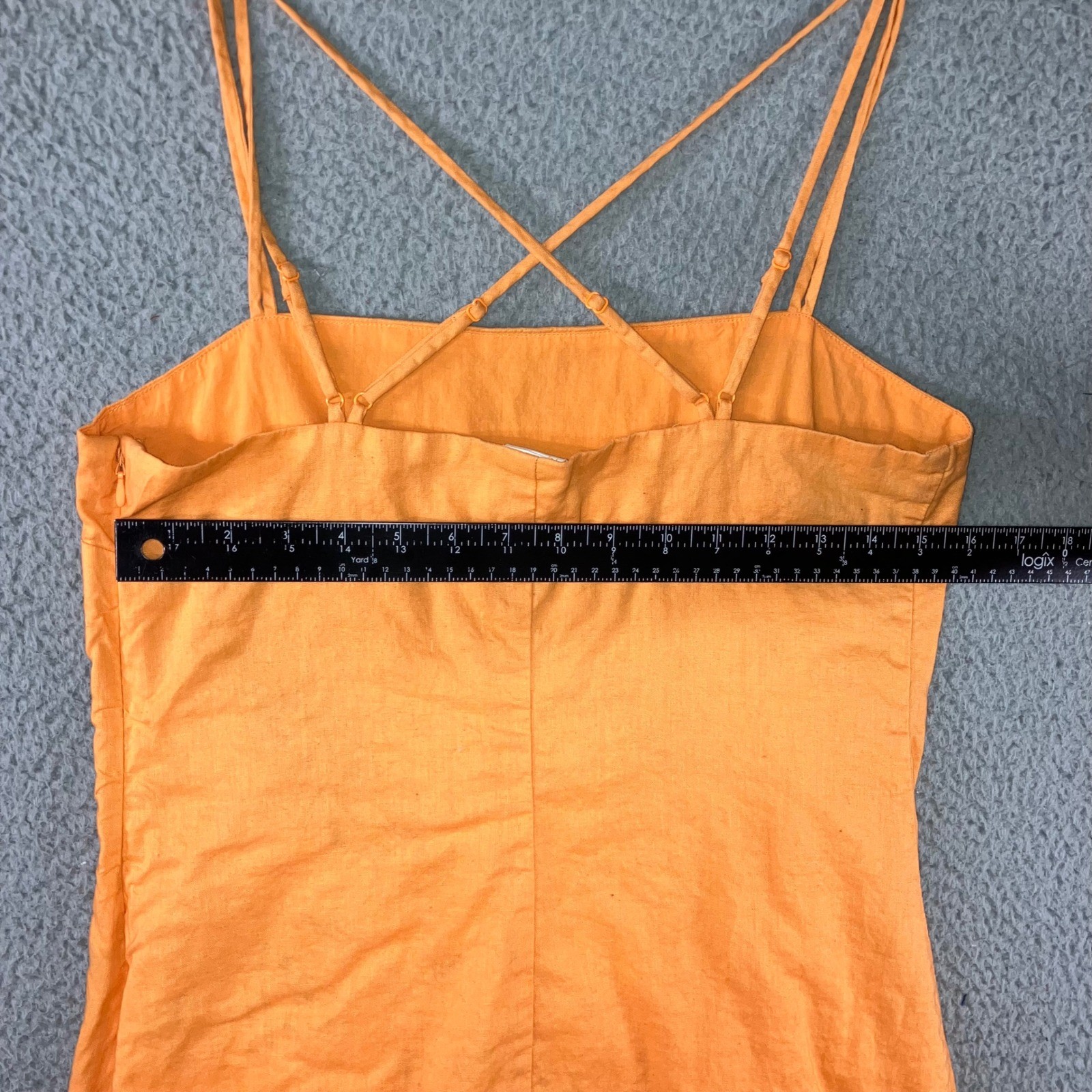 Chic Mini Dress 8 Orange Linen Cotton Lightweight Lined Vibrant Boho Festival