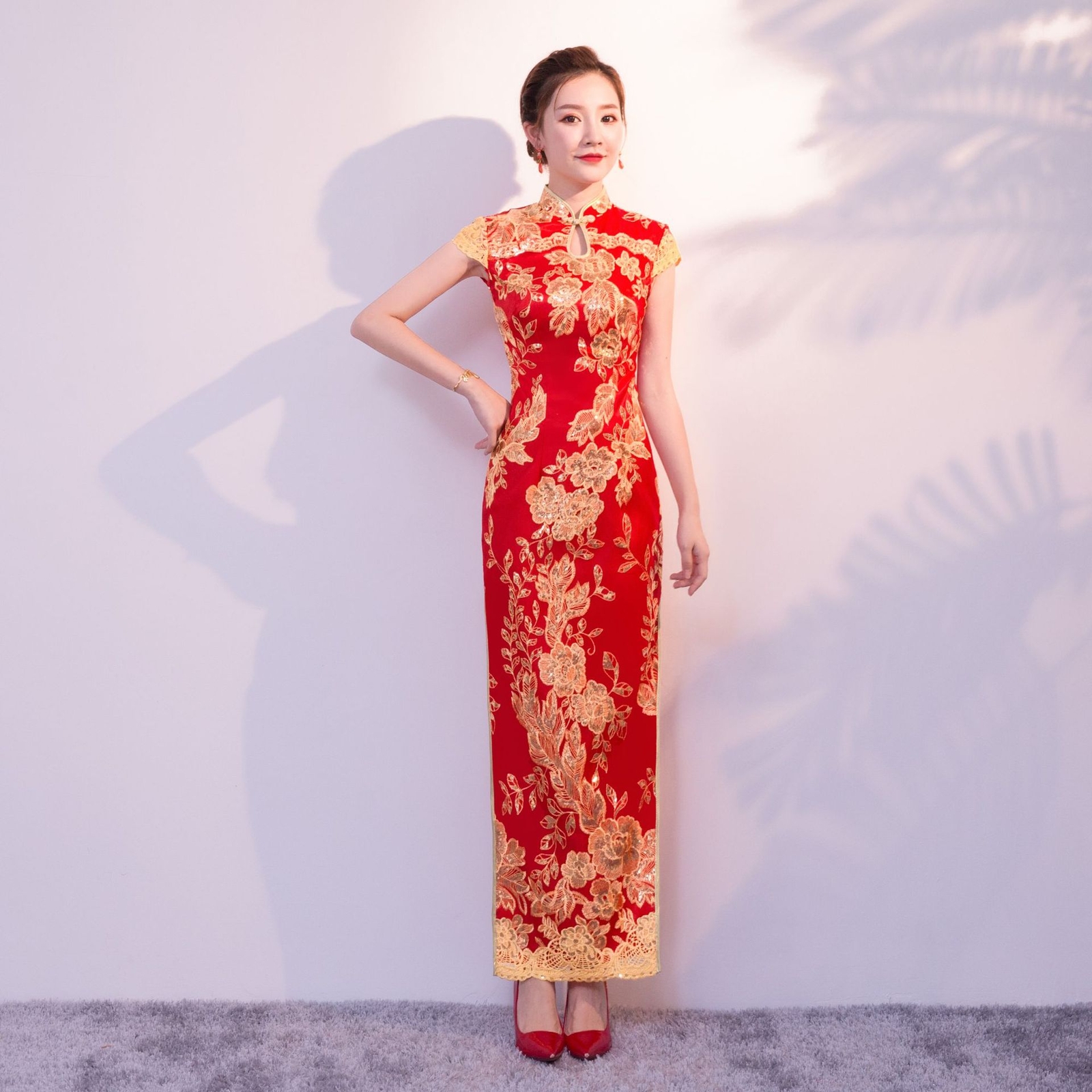 Women’s QiPao Slim Fit Evening Dress Chinese Party Dress Cheongsam Wedding Long
