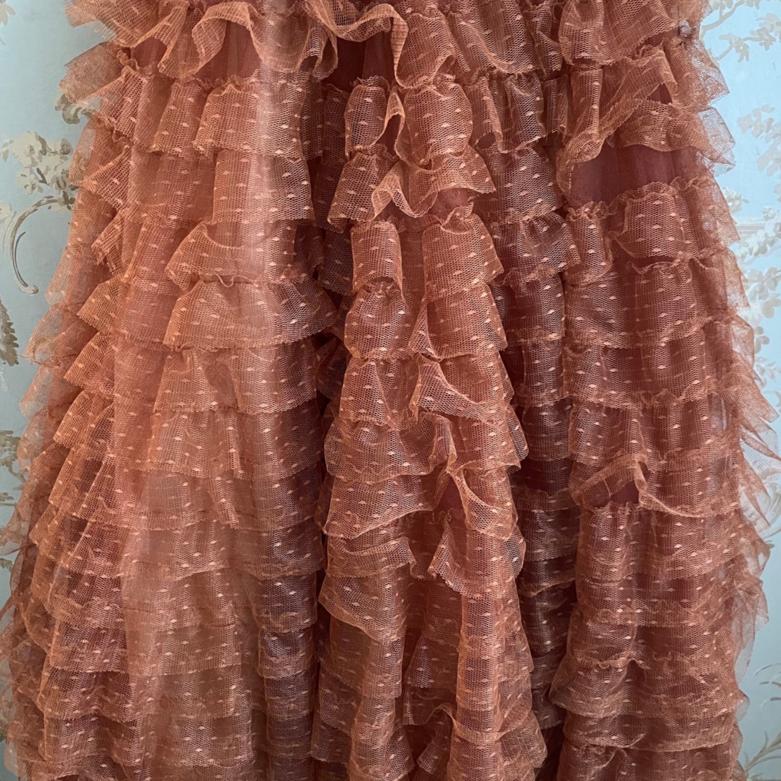 Unique Vintage Corset Ruffle Tulle Party Dress Size S/4 Fairy Coquette Hoco Prom