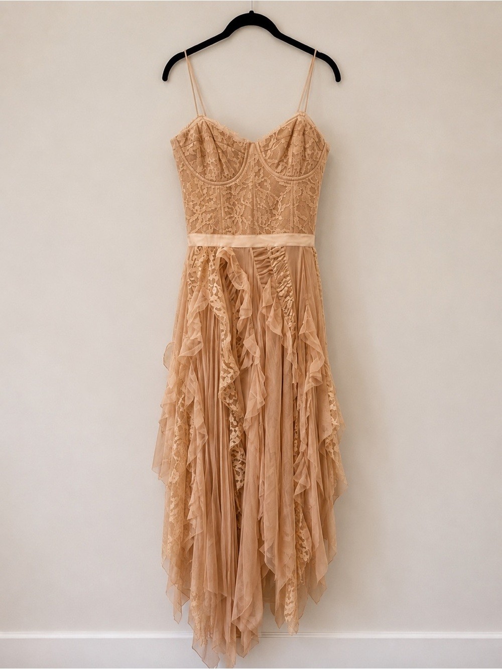 Alice + Olivia Floral Embroidered Sequin Mesh Maxi Gown Dress Size 2