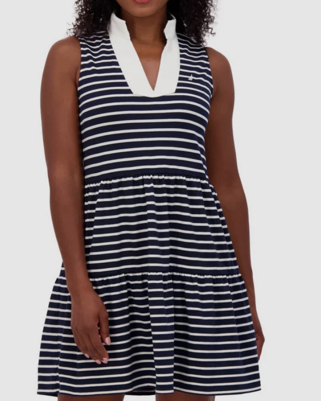 Nautica Jeans Women’s Tiered Dress, Navy, L
