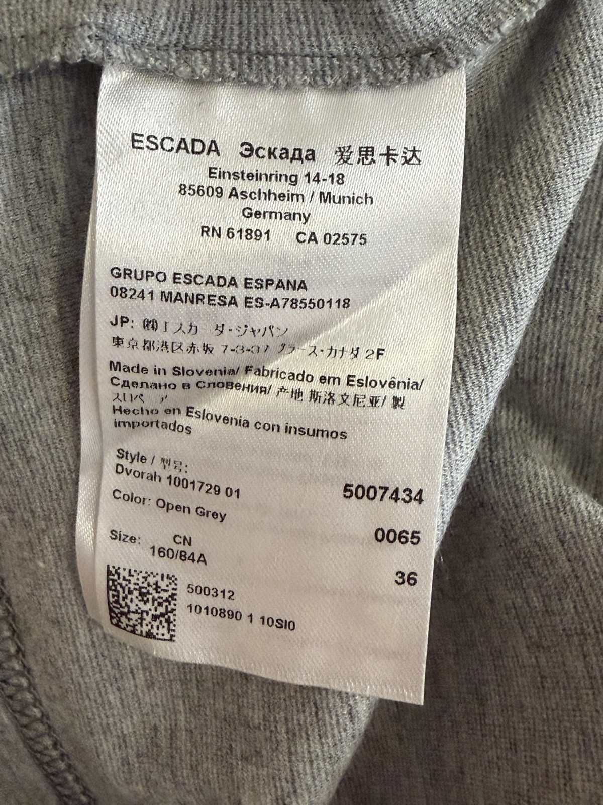 Escada Sport Grey Bow Front Sheath Dress Pockets Size EU 36 US Small