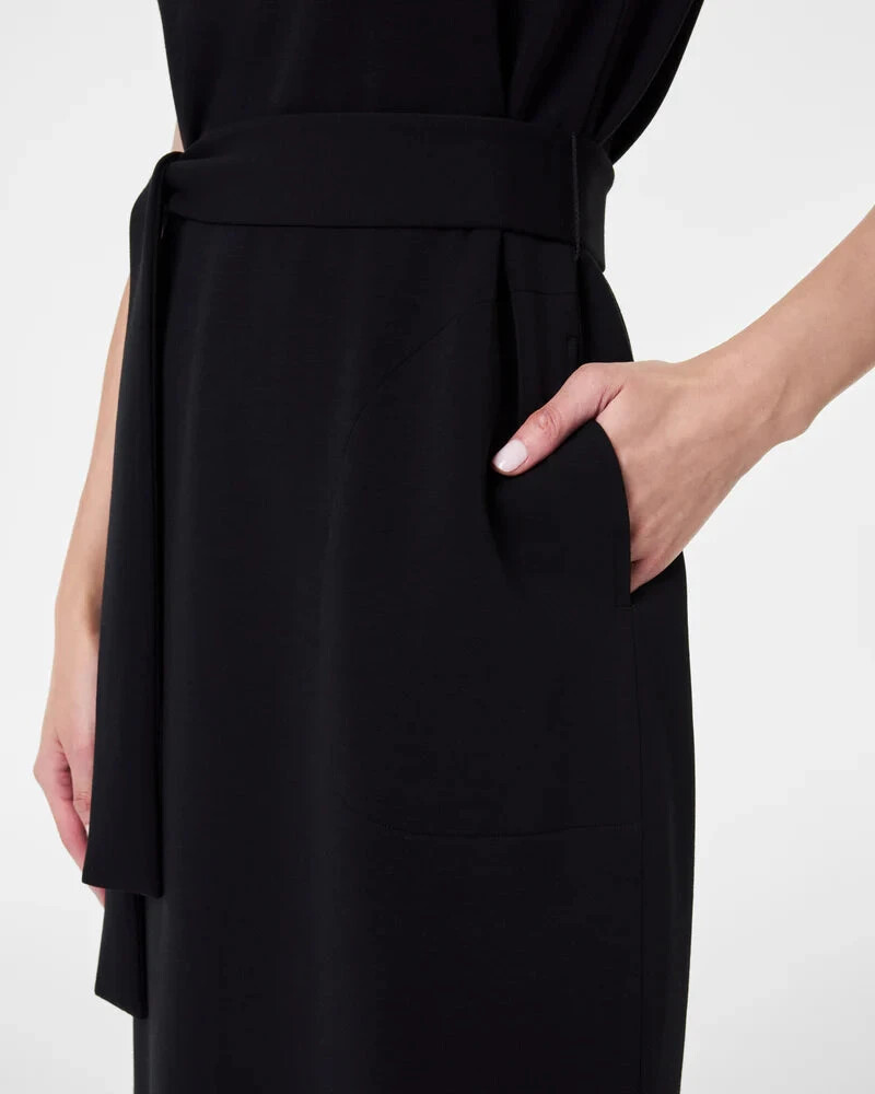 SPANX AirEssentials Black Tie Waist Butter Soft Stretch Knit Tank Dress XL 14/16