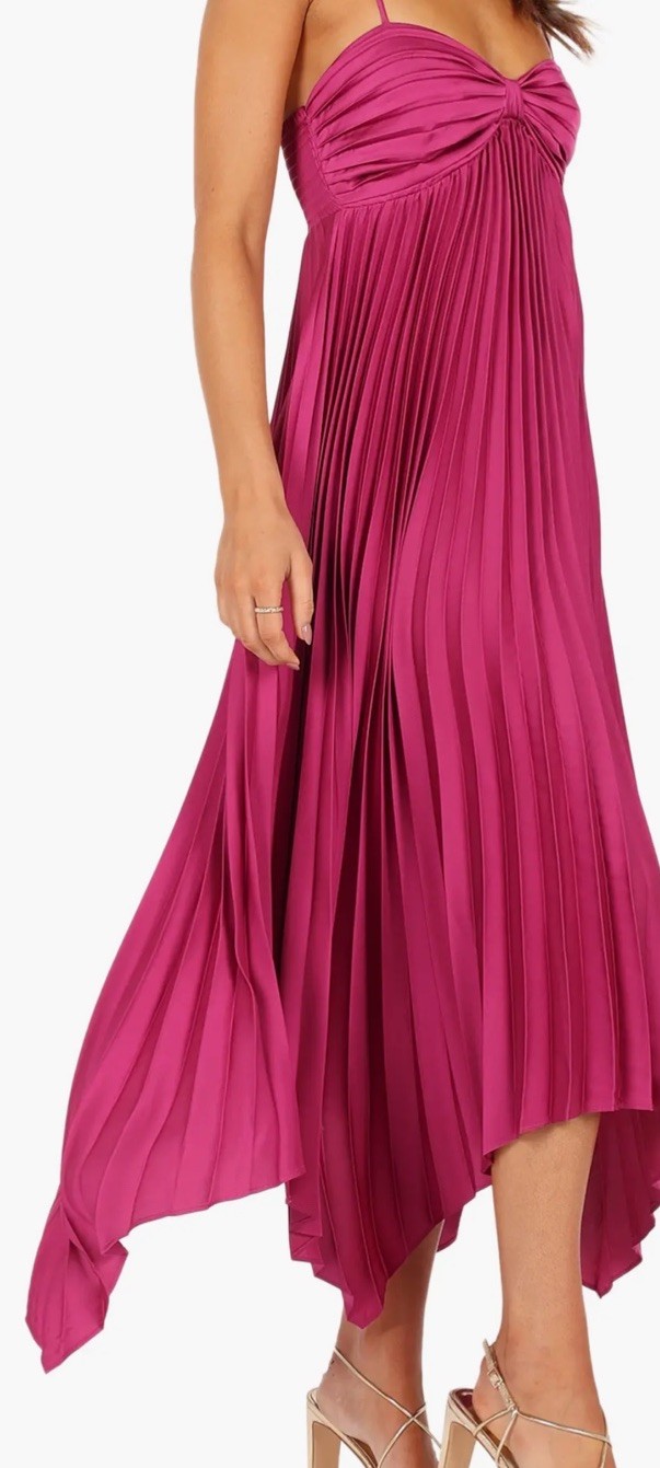petal and pup Vikki Magenta Pleated Elegant Dress Size 10 Adjustable Straps