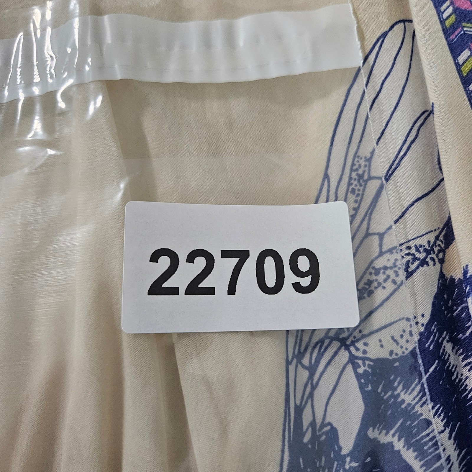 Leifnotes Anthropologie Bee Insect Print Smocked Waist Dress Ivory Blue Size 6