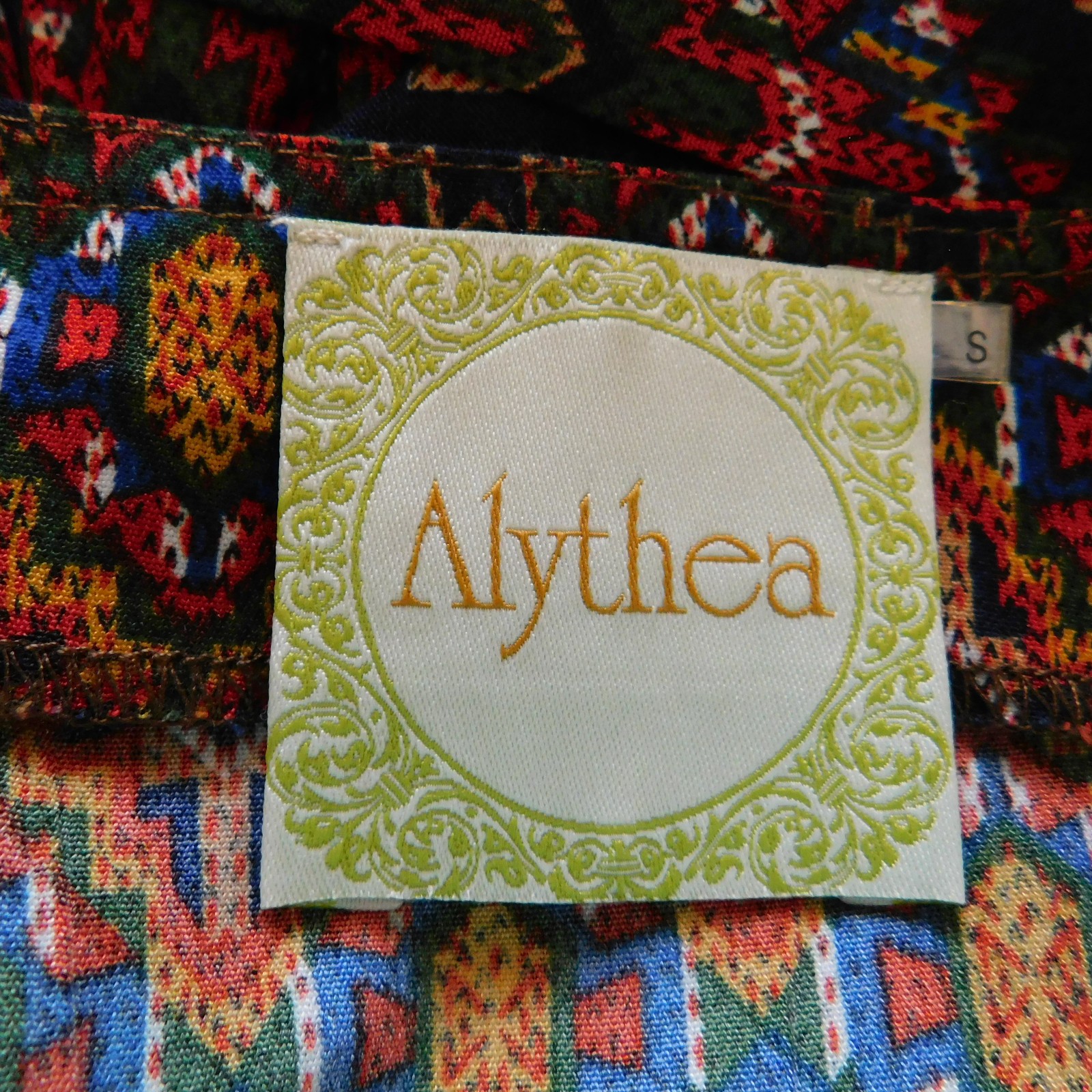 Alythea Boho Tribal Print Mini Dress Pockets Fit & Flare Aztec Festival Small
