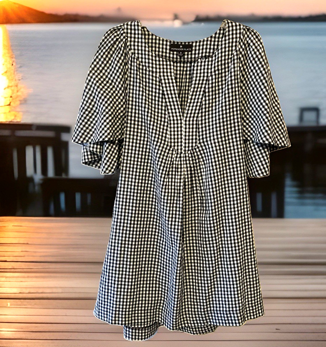Tuckernuck Pomander Place Dress Linen Blend Sz M Flutter Sleeve POCKETS NEW
