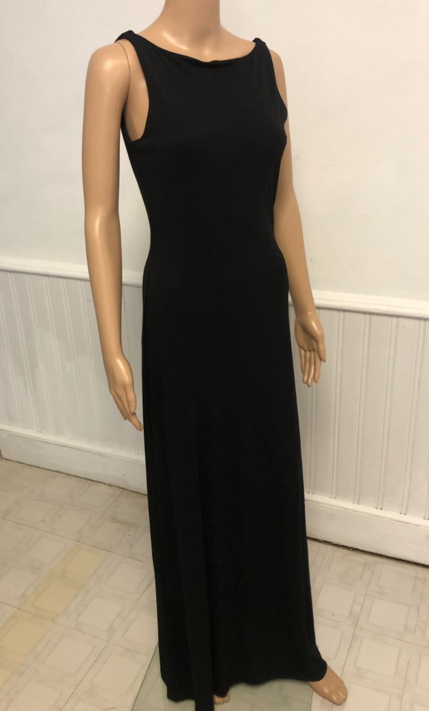 Lauren Ralph Lauren Elegant Maxi Dress Sz M Jersey Knit Sleeveless V-Back