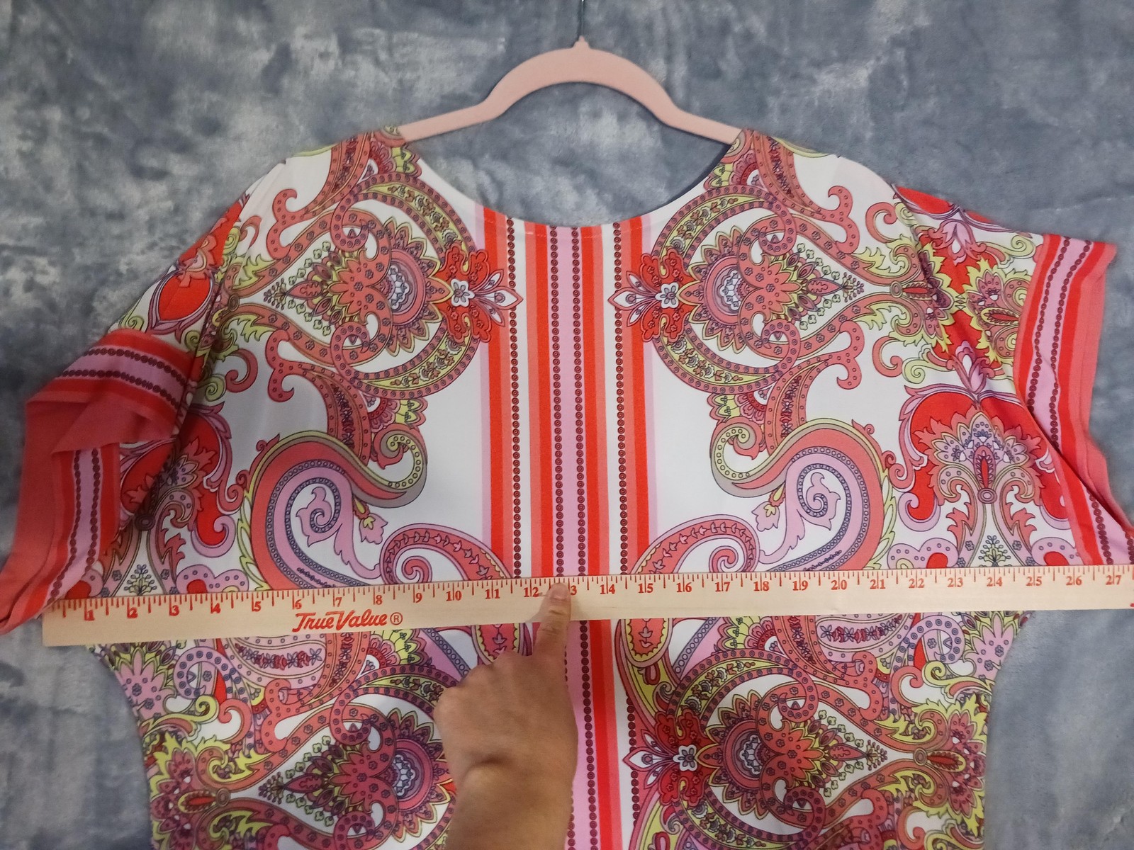 Studio One New York Dress Womens XL Multicolor Paisley Short Sleeve Knit Stretch