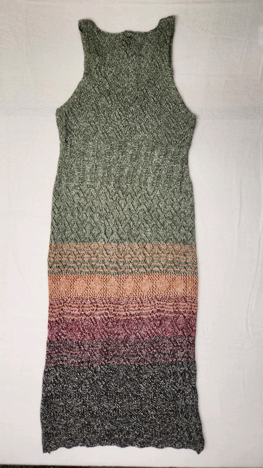 Women’s Crochet Knit Lightweight Stretchy Sweater Ombre Gradient Dress Sz S/M