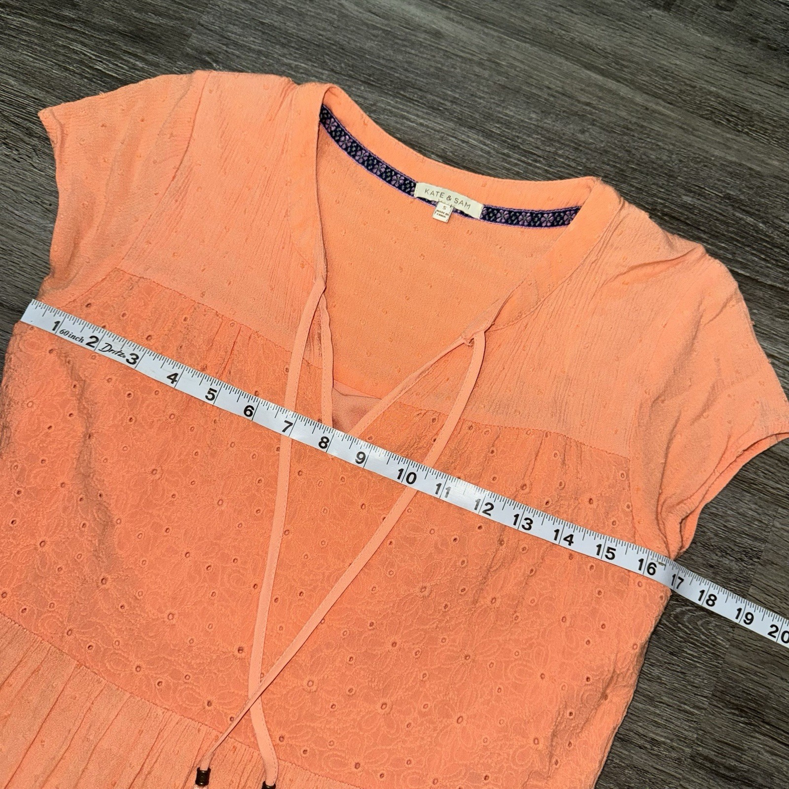 Kate & Sam Dress Womens S Peach V-Neck Tiered Fairy Cottagecore Prairie Peasant