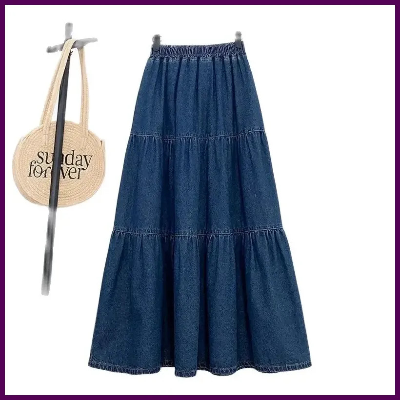 High waisted Denim Skirt A-line Half body cake Fluffy umbrella Skirt Women’s